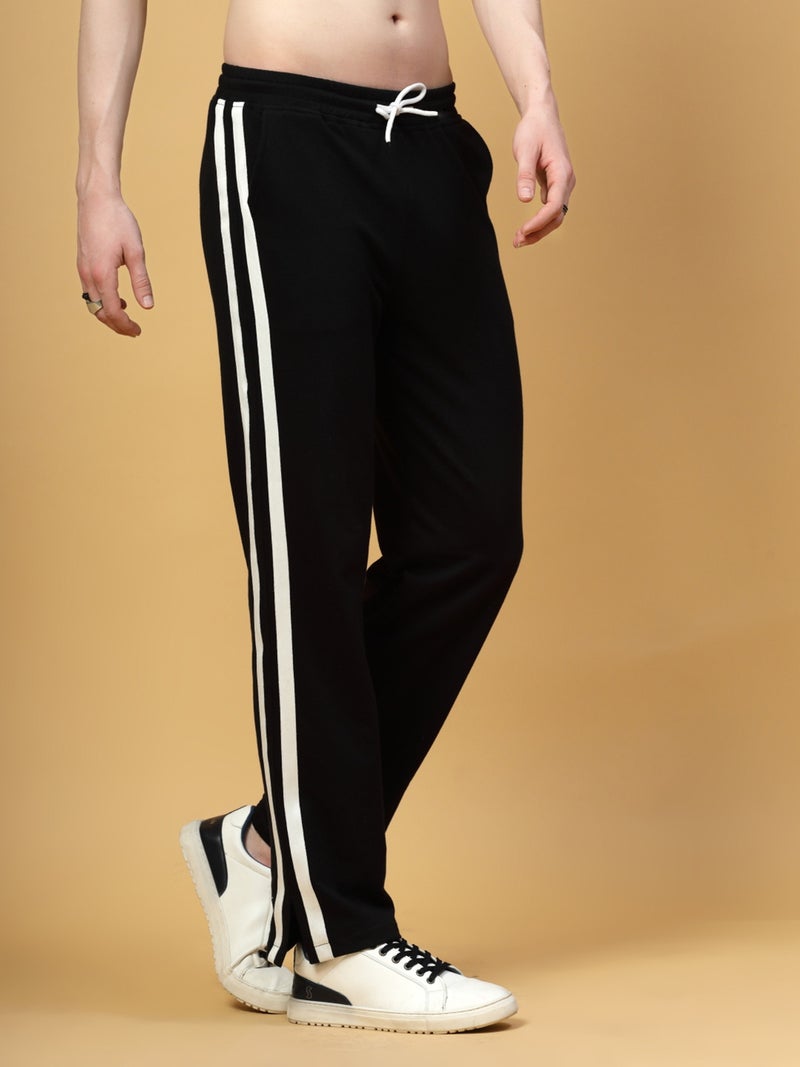 فلاينوف بنطلون رياضي أسود بخطوط بقصة فضفاضة - Image 1